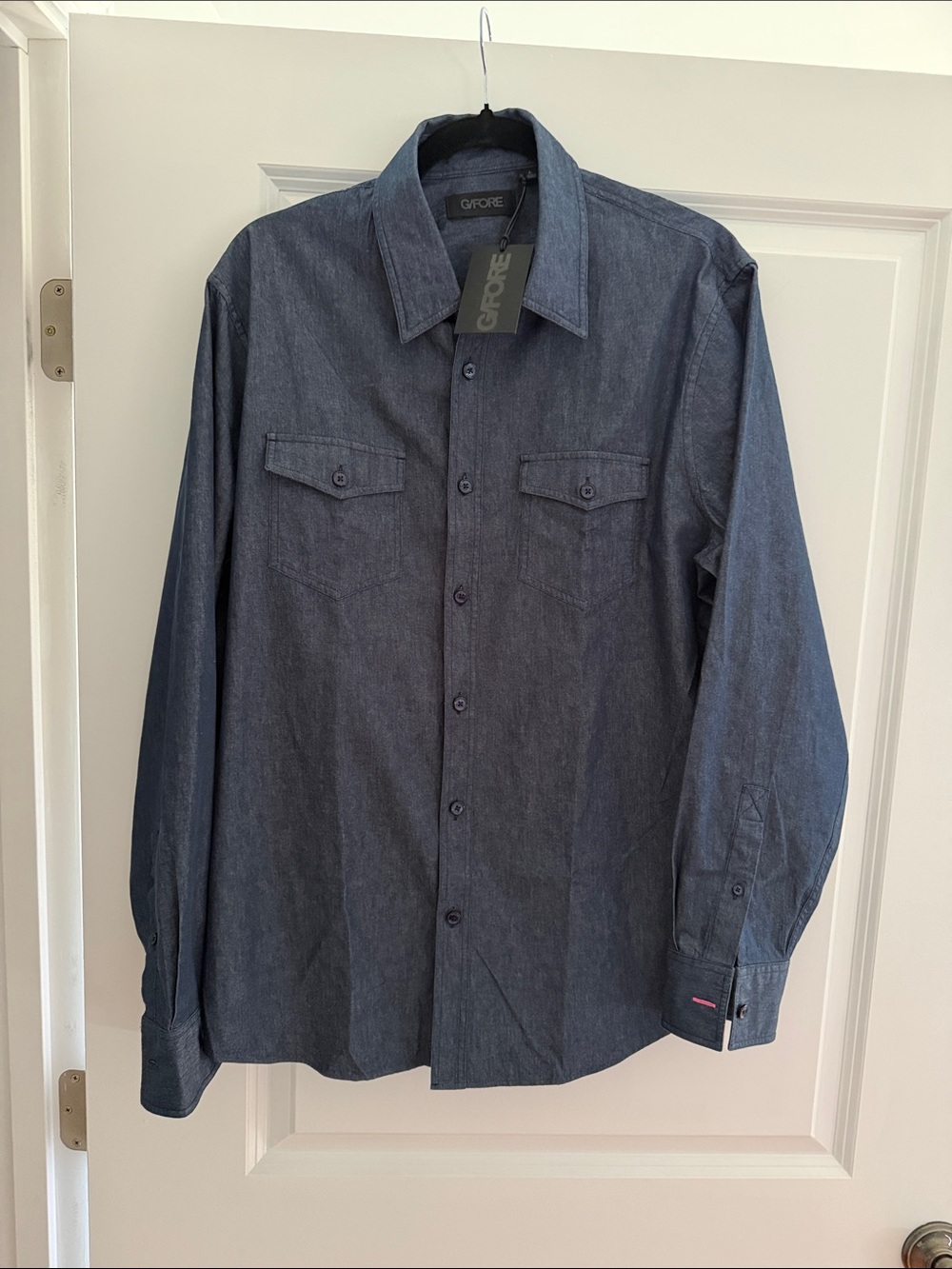 NWT! G/FORE “Old School Denim Shirt” Men's Size L Dark Denim